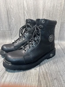Harley Davidson Diversion Skull Motorcycle Boots Size 11 Black Leather D94169 - Picture 1 of 8