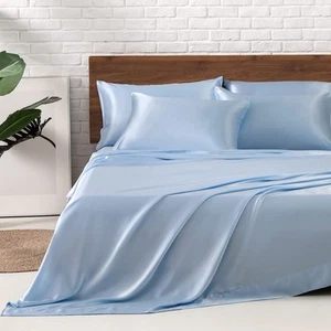 Satin Bed Sheets, King Size Sheets Set, 6 Pcs Silky Bedding Set with 15 Inche... - Picture 1 of 8