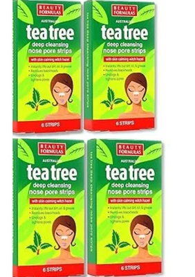 Tea Tree Nose Pore Strips Blackhead Remover for Deep Clean Unclogging Pores x 24 - Image 1 of 4