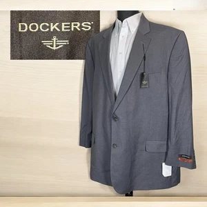 Dockers Sport Coat Mens 56L Light Gray Solid Polyester Two Buttons Stretch - Picture 1 of 9