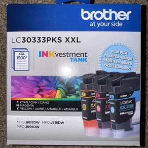 Brother LC3033 3PKS XXL INKvestment Tank 3 Pack Color Ink Cartridges EXP 01/2026 - Zdjęcie 1 z 2