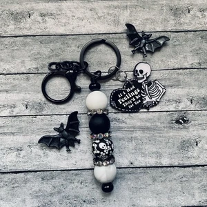 Gothic Skeleton Keychain Bag Clip Spooky No Feelings - Bild 1 von 3