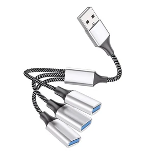 Portable 1 Male to 3 Female USB Power Splitter 3 Way Splitter Hub USB Cable - Afbeelding 1 van 12