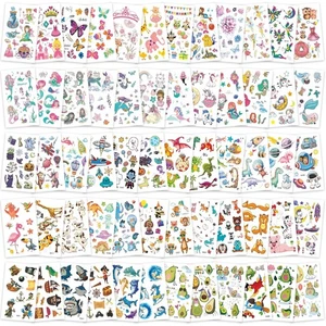 600+ Kinder Temporäre Tattoos Set Wasserdicht Cartoon Aufkleber 60 Blatt - Bild 1 von 4