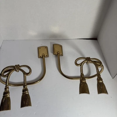 Juego de 2 ganchos vintage con borla y arco de cuerda de latón Dl1 Foto 1 de 4