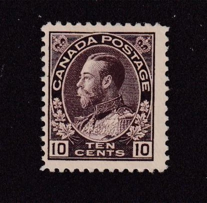 CANADÁ # 116a MLH 10cts PÚRPURA ROJIZO KGV ALMIRANTE GATO VALOR $150 Foto 1 de 1
