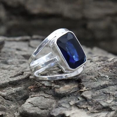 Brillante Tanzanite Gemma 925 Argento Sterling Artigianale Anello Tutti Misura - Immagine 1 di 4