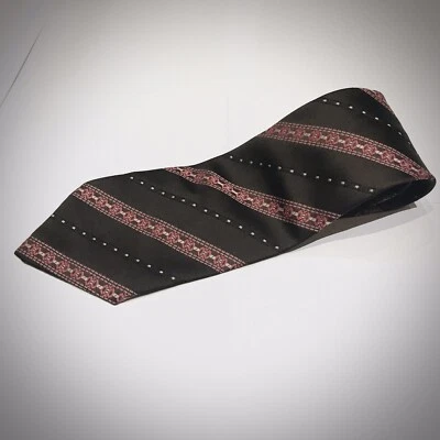 Corbata Foster para hombre con estampado de rayas negras y rosas Foto 1 de 4