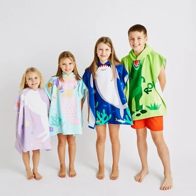 Catherine Lansfield Kids Children's Towel Poncho Dino, Shark, Mermaid or Unicorn - Image 1 of 4