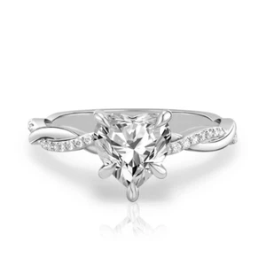 Lab Grown Diamond Heart Cut 1.20 Ct Engagement Ring 18K White Gold IGI - Picture 1 of 11