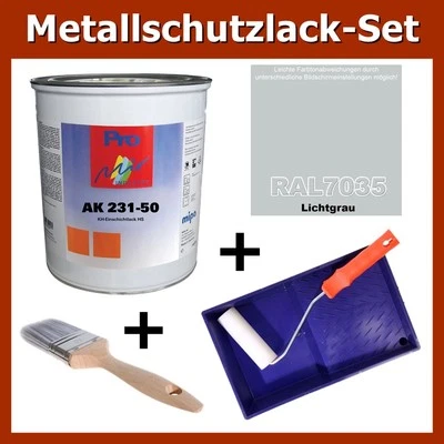 Metallschutzlack RAL 7035 LICHTGRAU 1kg Rostschutz Lack Set + Pinsel Zubehör - Bild 1 von 4