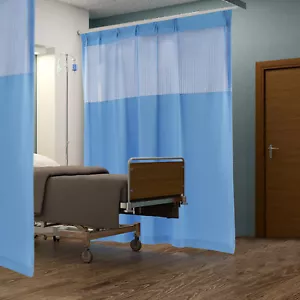 Hospital Curtain ICU Partition Net Polyester Blue Color 7*8ft Clinic Curtain SPA - Picture 1 of 8
