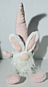 Hase Wichtel Hasenohren Türstopper Sitter Plüsch Tischplatte rosa gesprenkelte flauschige Füße - Bild 1 von 13