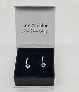 Cate & Chloe McKenzie 18k White Gold Plated Dangle Earrings w/ Swarovski New - Picture 1 of 6