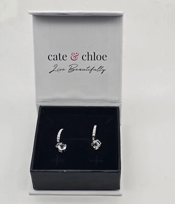 Cate & Chloe McKenzie 18k White Gold Plated Dangle Earrings w/ Swarovski New - Image 1 of 4