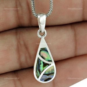Natural Abalone Shell Wife Birthday Bezel Pendant Jewellery 925 Sterling Silver - Foto 1 di 4