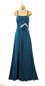 BNWT JS BOUTIQUE Teal Green Beaded Bodice Maxi Dress Sz 12 Evening Formal Party - Picture 1 of 14