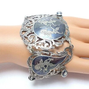 68. prächtiges Tula Niello Made in Siam Vintage Armband 925er Silber 19cm massiv - Bild 1 von 9
