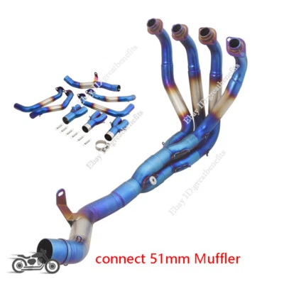 Slip On For Kawasaki Z900 A2 2018-2024 35KW 70KW Exhaust System Blue Header Pipe - Image 1 of 4