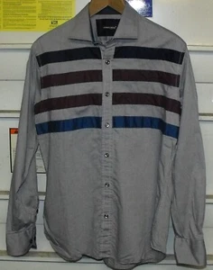 Andrea Rossi Grey Long Sleeve Shirt With 4 Sripes - Size L - Picture 1 of 5