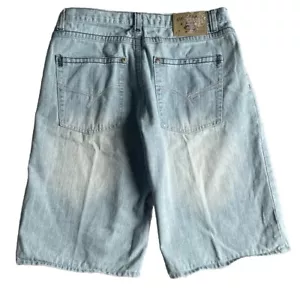 Vintage Y2K Five Elementz Baggy Denim Light Wash Shorts Sz 38 Embroidered - Picture 1 of 8