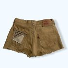 Vintage Levi’s Button Fly 501 Jeans Short Shorts Womens Studded Tan 31” Waist