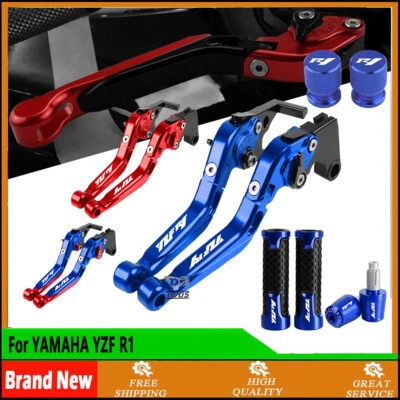 For YAMAHA YZF R1 1999-2022 CNC Handle Grips Cap Brake Clutch Levers Foto 1 de 4