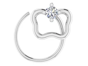 0.02Cts Natural Diamond Nose Ring/ 925 Sterling Silver Women Piereced Nose Studs - Picture 1 of 5