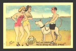 Postcard Comic Humor But You Asked Me to Bring My Best Friend Clair Forster 1954 - Picture 1 of 2
