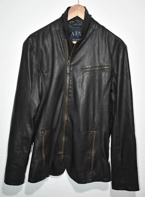 Armani Jeans Leather Jacket Cafe Racer Motorcycle Anniversary Ovine US M EU 50 - Image 1 of 4