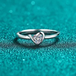 0.3Ct Heart Cut Moissanite Wedding Promise Ring Gift for Her 925 Sterling Silver - Picture 1 of 18