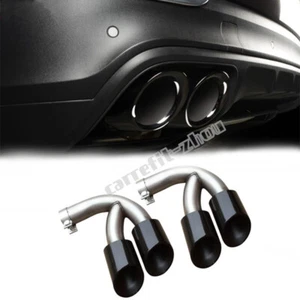 Par de tubos traseros negros con punta de silenciador trasero para Porsche Cayenne 2019-2020 - Imagen 1 de 7