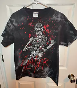 T-shirt Slayer stampa all over media Skelton Gun vintage Y2K tour double face - Foto 1 di 3