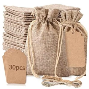 30Pcs Burlap Gift Bags and 30Pcs Gift Tags, 4"x 6" Burlap Bags with - Picture 1 of 8
