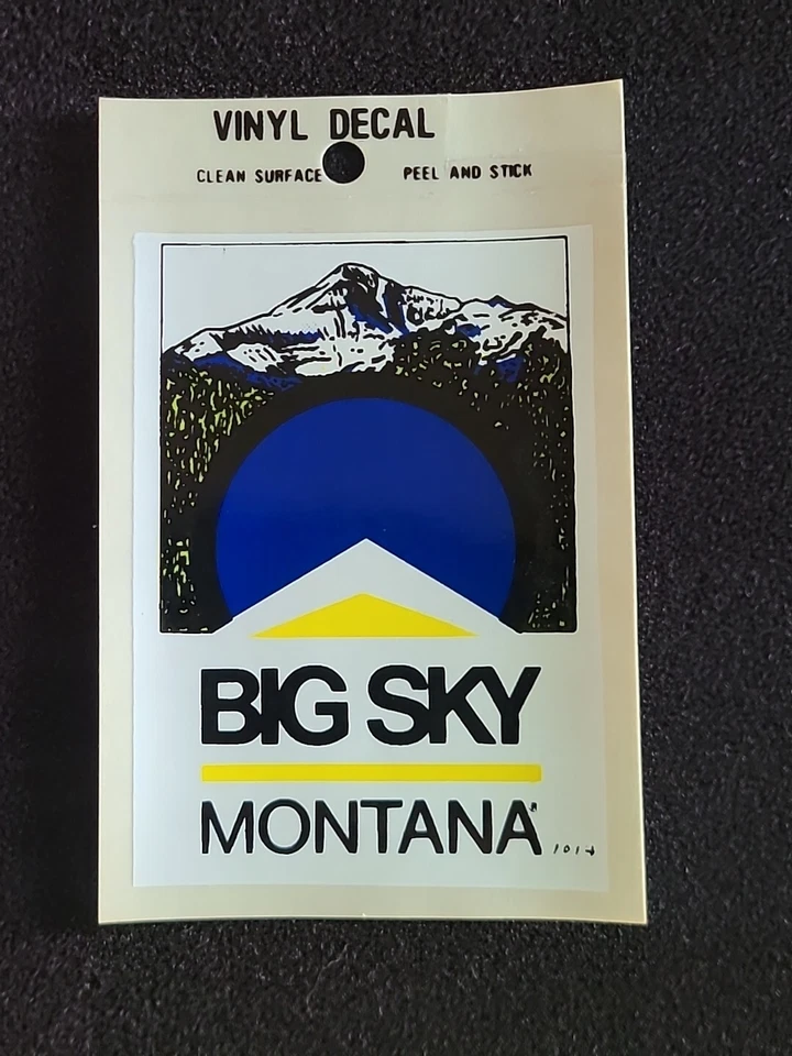Calcomanía/pegatina de recuerdo de viaje Big Sky Montana vintage - luna azul oscuro Foto 1 de 1