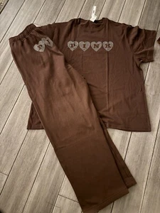 Victoria's Secret Pink Bling Heart Campus T-Shirt + Hose Set Ganache XL ❤️❤️ - Bild 1 von 5