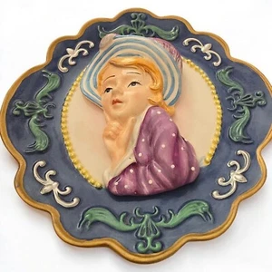 Lady Fashion Piatto 3D Ceramica Dipinto Decorazione Vintage Stile Cammeo (D4) - Foto 1 di 9