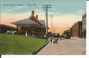 UNION DEPOT,CHIPPEWA FALLS, WIS POSTCARD - now on sale - Bild 1 von 2