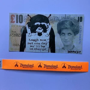 BANKSY Princess Di-Faced Tenner £10 Note MONKEY Laugh Now + Dismaland Band - Picture 1 of 4