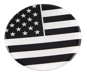 America USA black & white flag Round domed decal emblem Car bike sticker 2.44" - Bild 1 von 2