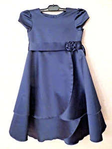 Talbots Girls Size 5 Navy Satin Crinoline Dress Wedding Christening $198 NWOT - Picture 1 of 5