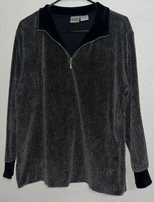 Pullover Jason Maxwell Cuarto Cremallera Terciopelo Negro Usado en Excelente Condición Talla Mediana Para Mujer’s Foto 1 de 3
