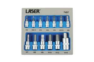 Laser Tools Security Hex Socket Bit Set 1/4"D, 3/8"D, 1/2"D 13pc 7497 - Picture 1 of 1
