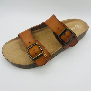 Sandalias deslizantes marrón unisex para niños plantilla de corcho doble hebilla cómodas verano nuevas - Imagen 1 de 4