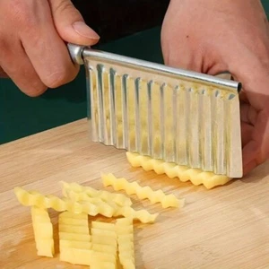 KNITTERSCHNITT MESSER POMMES FRITES WELLIGE SCHEIBE GEMÜSE KARTOFFELN CHIPS - Bild 1 von 10