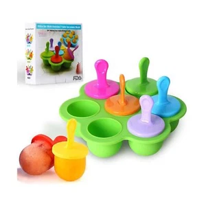 Mini Silicone Popsicle Mold, 7-cavity DIY Ice Pop Mold with Colorful Plastic ... - Picture 1 of 7