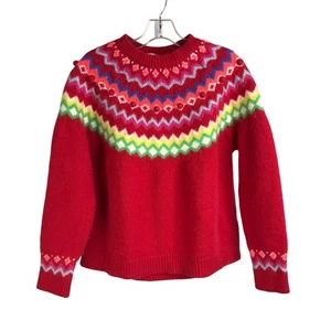 Boden Strickpullover Kinder Gr. 16/18 rot/mehrfarbig Ausschnitt Rundhals Langarm - Bild 1 von 8