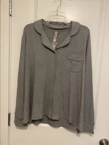 SKIMS Soft Lounge Sleep Shirt Button Down Long Sleeve Gray Size Large - Picture 1 of 6