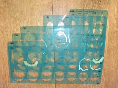 Juego De 6 Plantillas Elipse Alvin Serie Grande 2-1/8"-4", 3903 De Colección, 10°-80° EE. UU. Foto 1 de 4