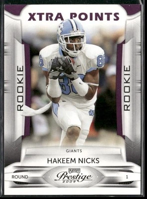 Playoff Prestige 2009 Hakeem Nicks #142 Xtra Points púrpura/50 novato RC Giants Foto 1 de 2